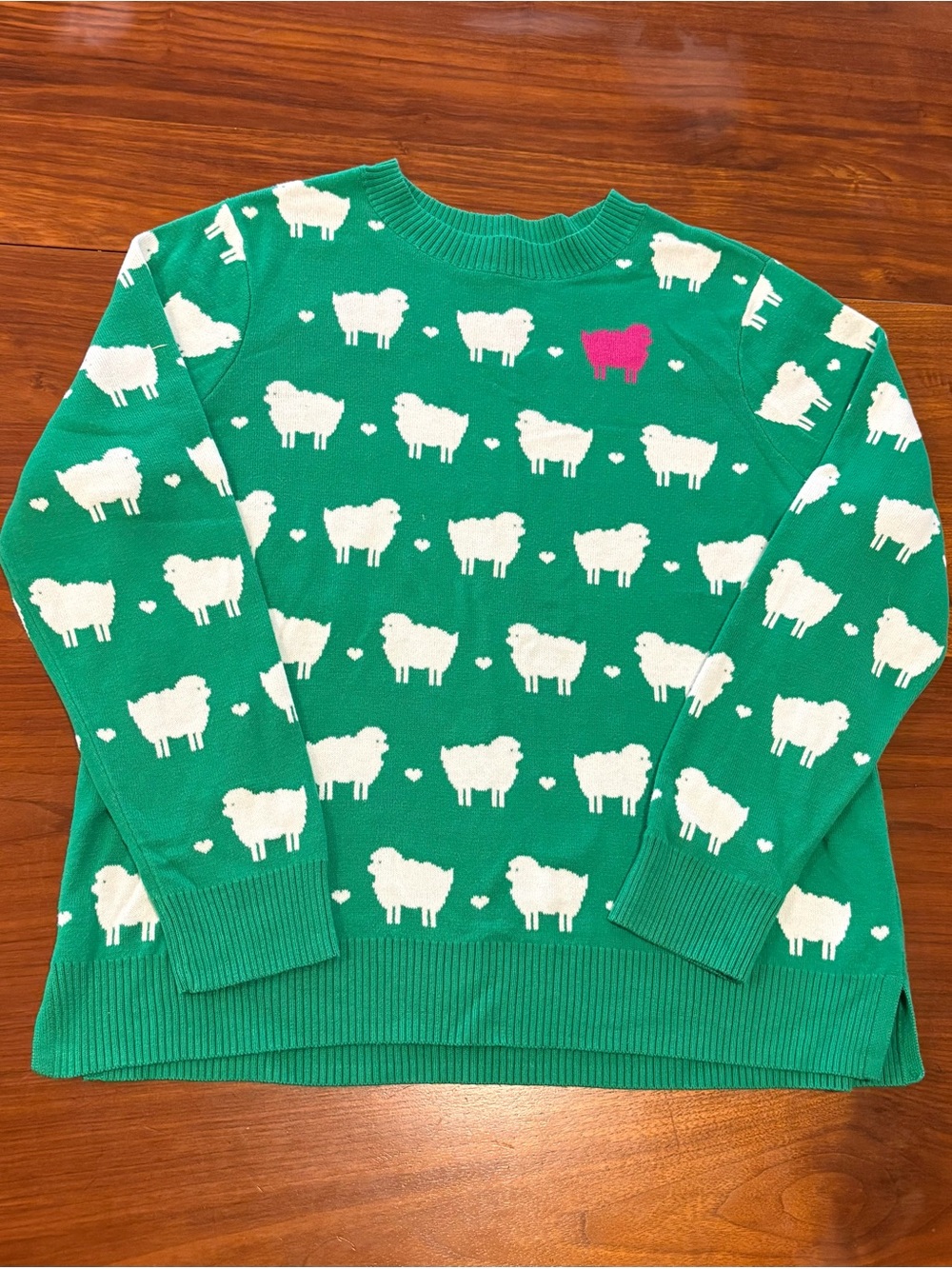 CHARTER CLUB Size Large Sheep Graphic Sweater 1-Pink Sheep Crewneck $98 NEW